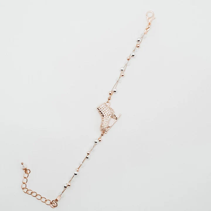 Bracelet de Patinage Tressé en Or avec Perles