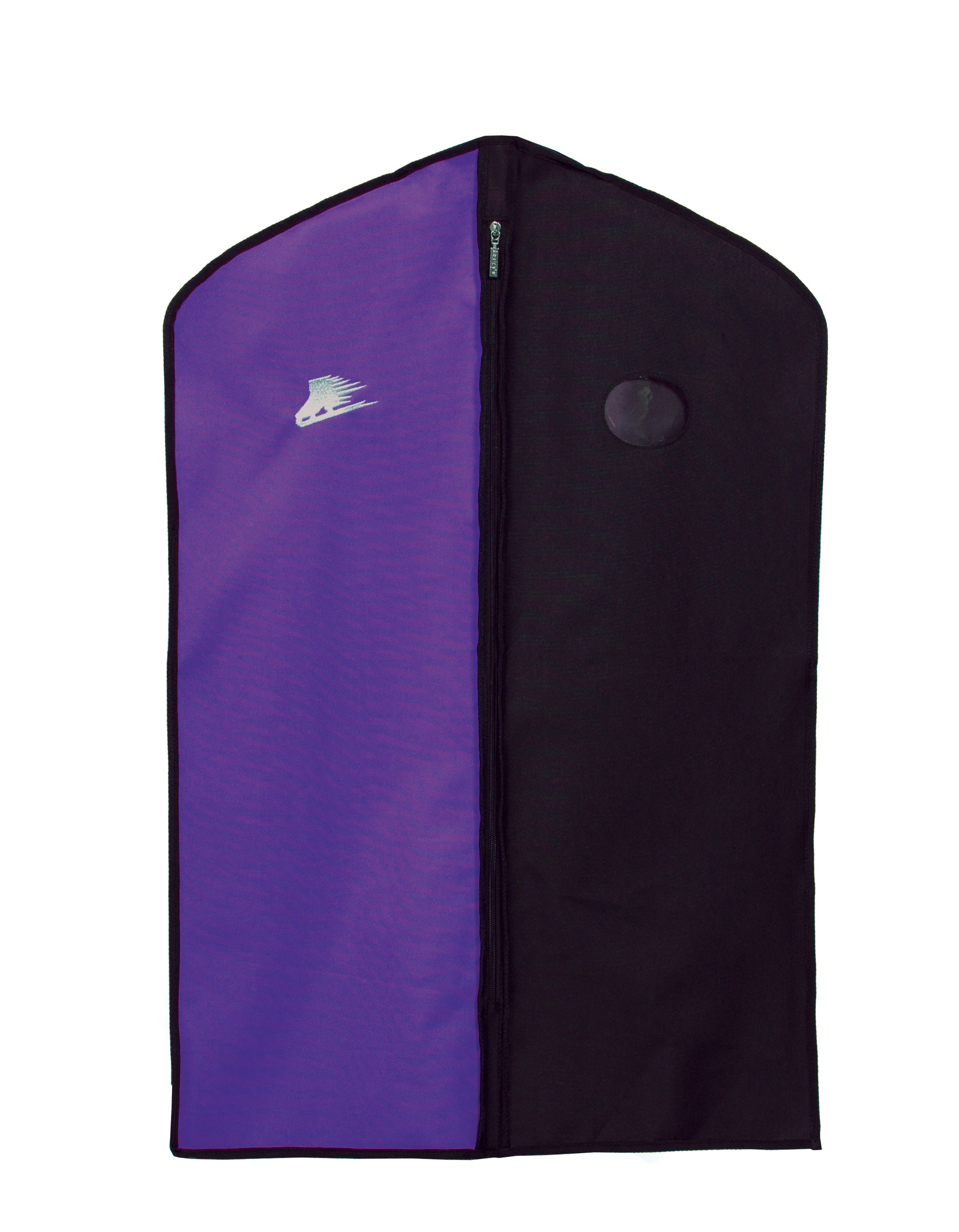 a close up of a purple suitcase in front of a black background 