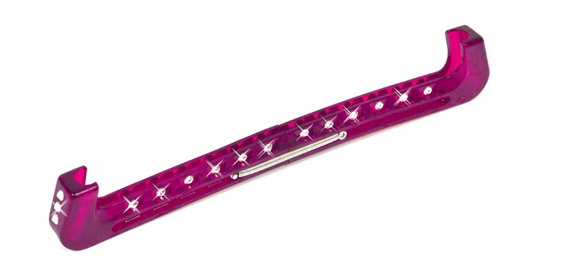 a close up of a pair of pink skis 