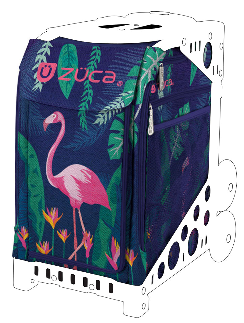a suitcase with a picture of a bird on it 