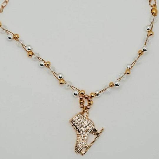 Collier de Patinage Tressé en Or avec Perles