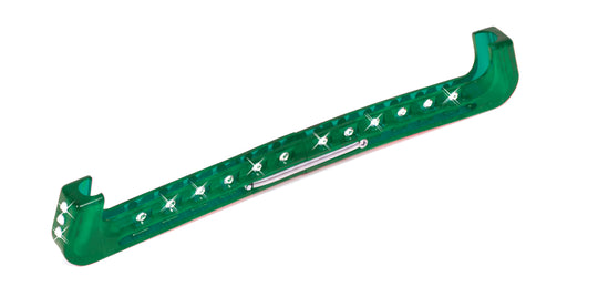 a green and white street sign on a green street 