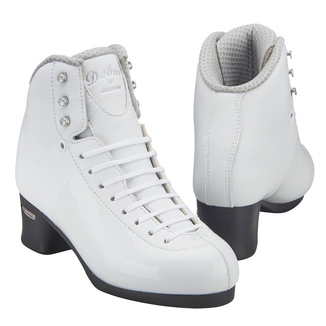 a close up of a pair of white shoes 