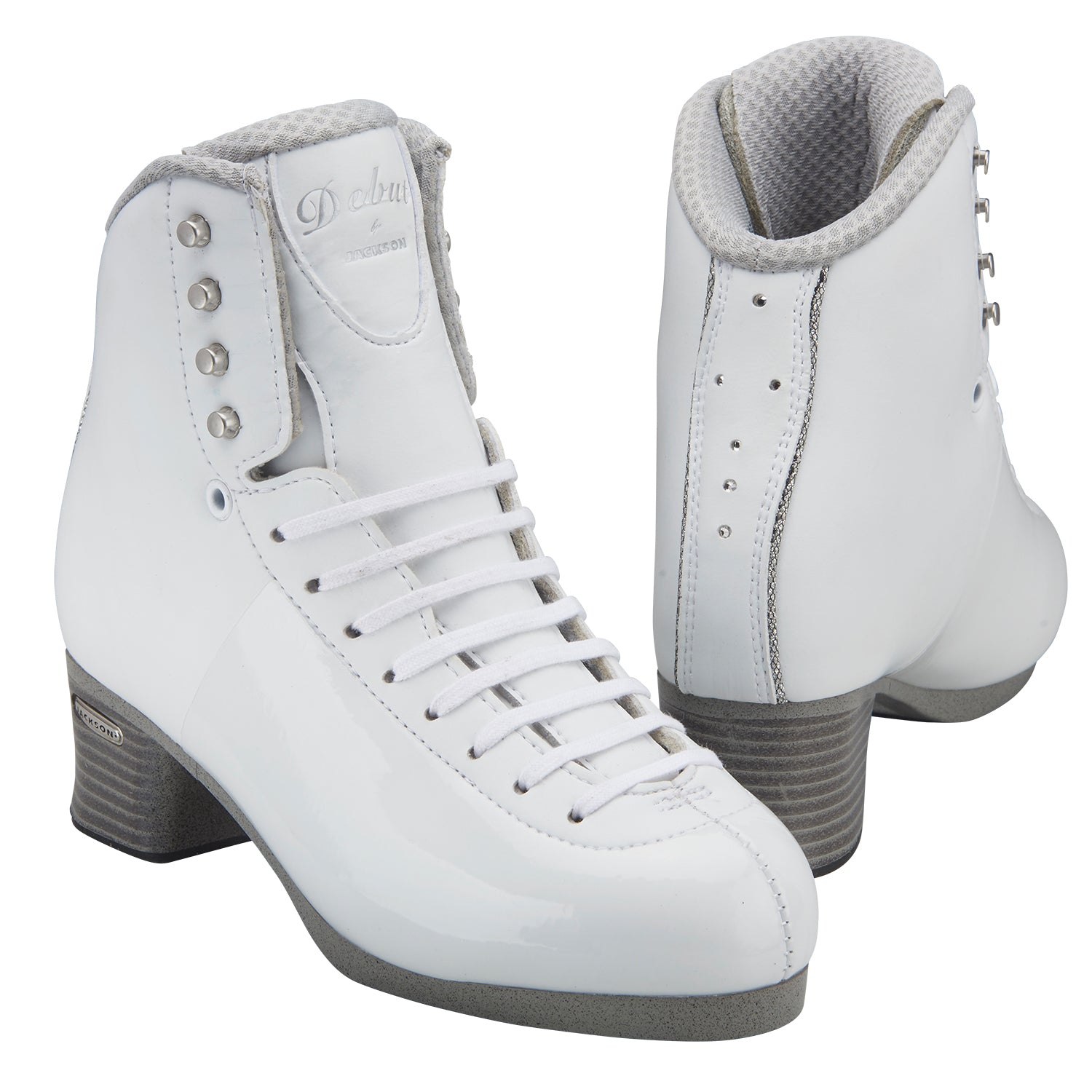 a close up of a pair of white shoes 